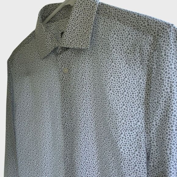 Geoffrey Beene Slim Fit Stretch Shirt Flex Collar Blue Micro Print Men’s Small - Picture 3 of 8